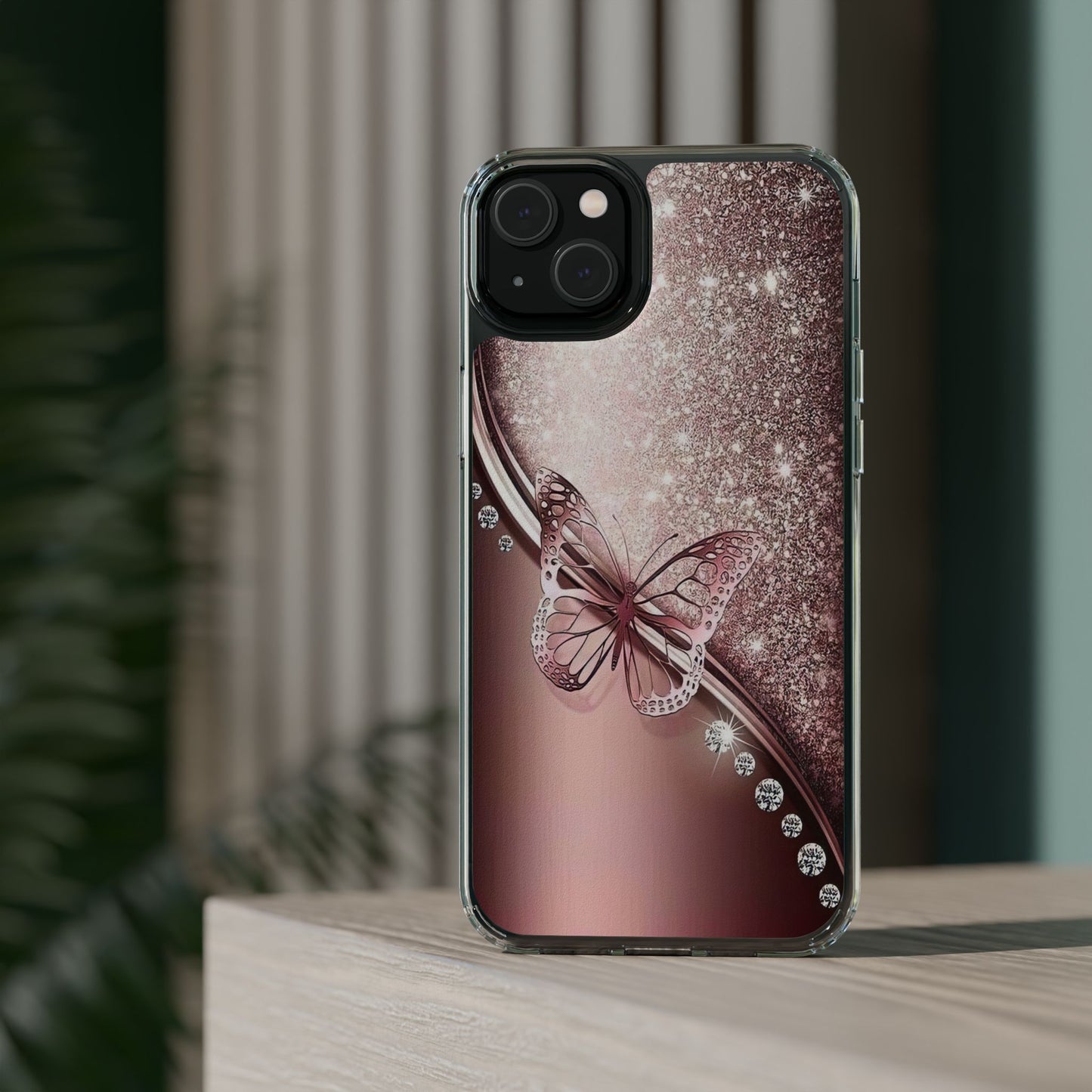 Elegant Butterfly Clear Case, Stylish Transparent Protective Cover for Women