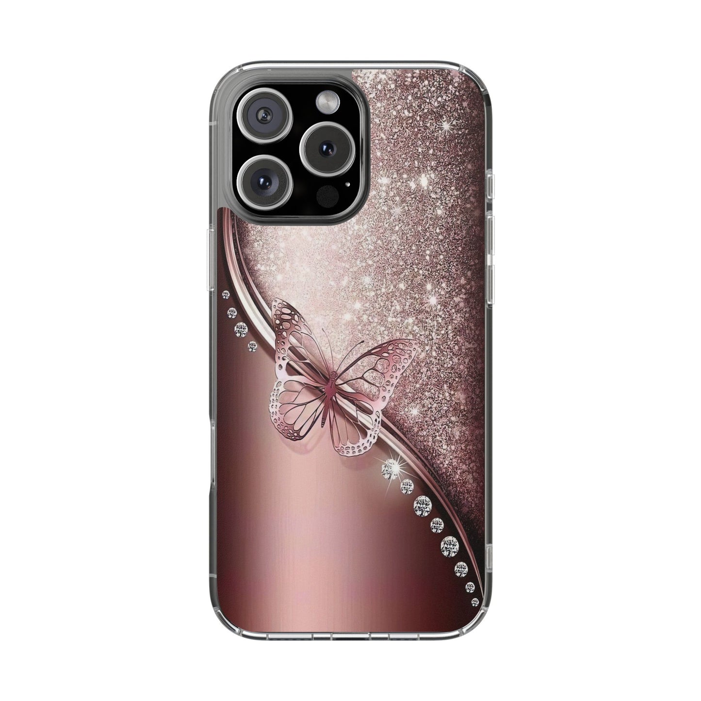 Elegant Butterfly Clear Case, Stylish Transparent Protective Cover for Women