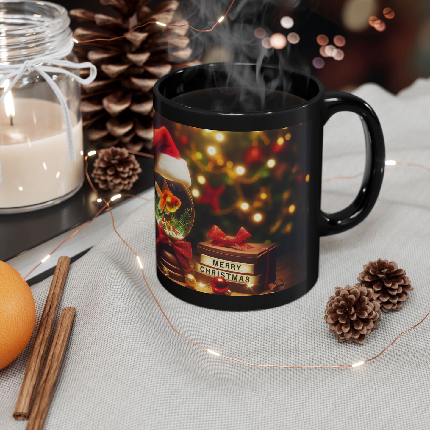 Merry Fin-tastic Black Mug - 11oz, 15oz