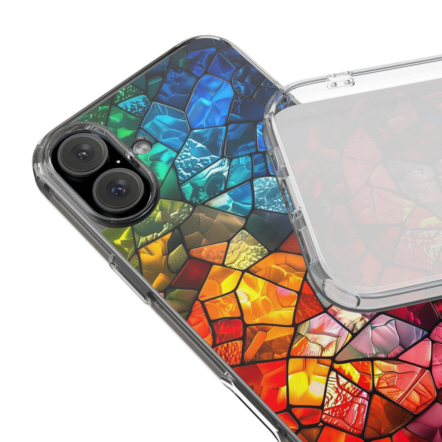 Vibrant Clear Phone Case, Colorful Stained Glass Design