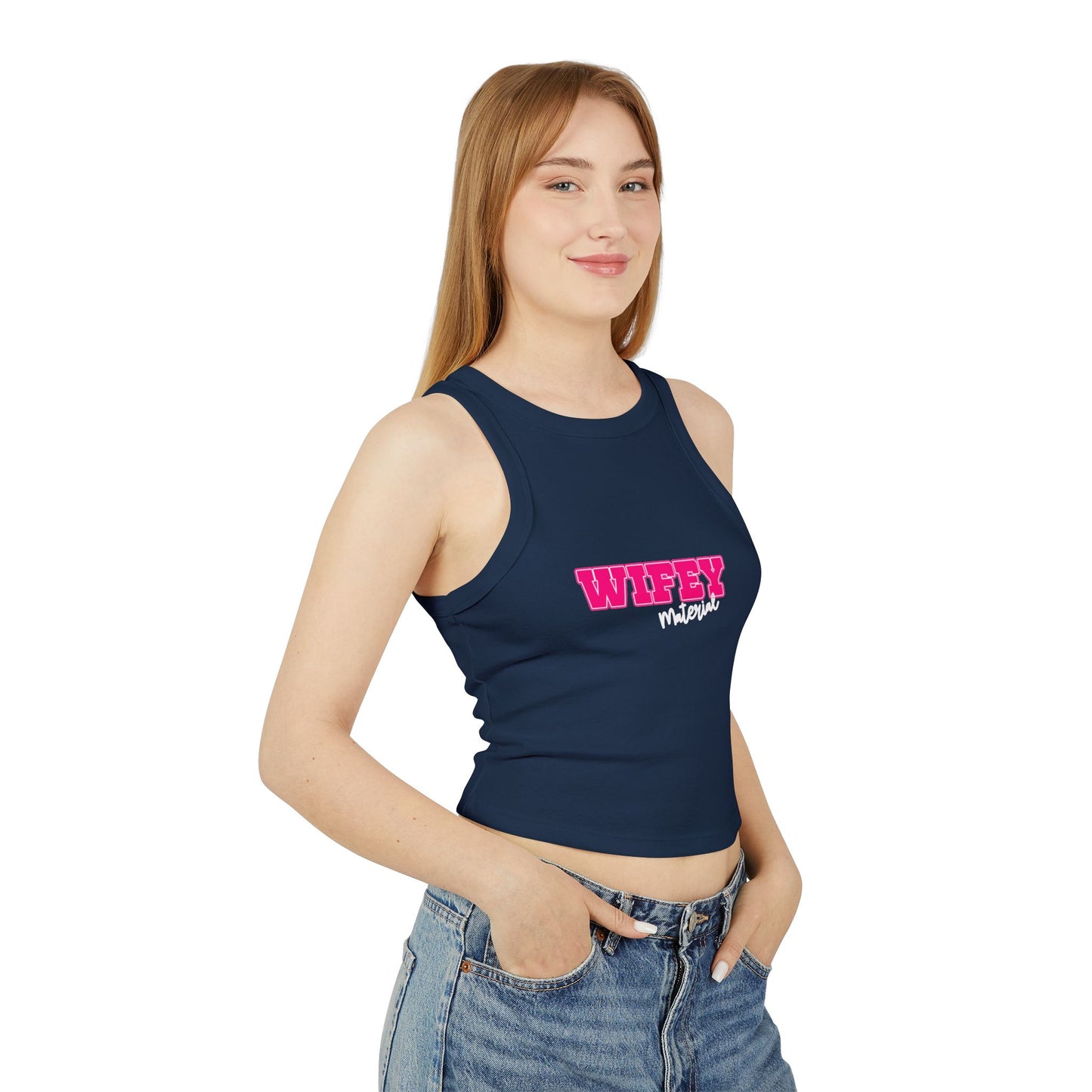 Wifey Material Women's Micro Rib Racer Tank Top