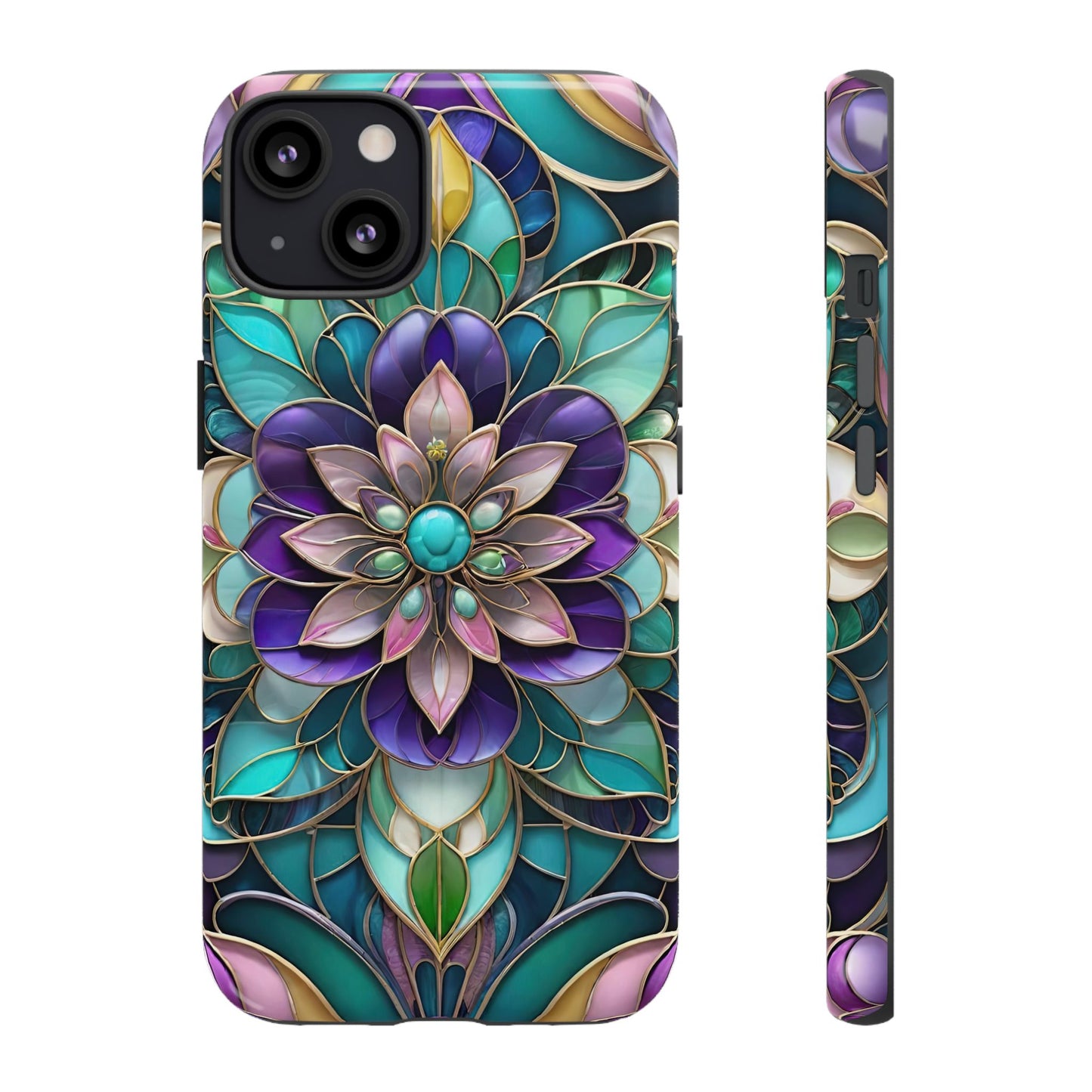 Floral Stained Glass Tough Phone Case -Stylish Protection for Your Device