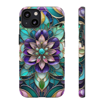 Floral Stained Glass Tough Phone Case -Stylish Protection for Your Device