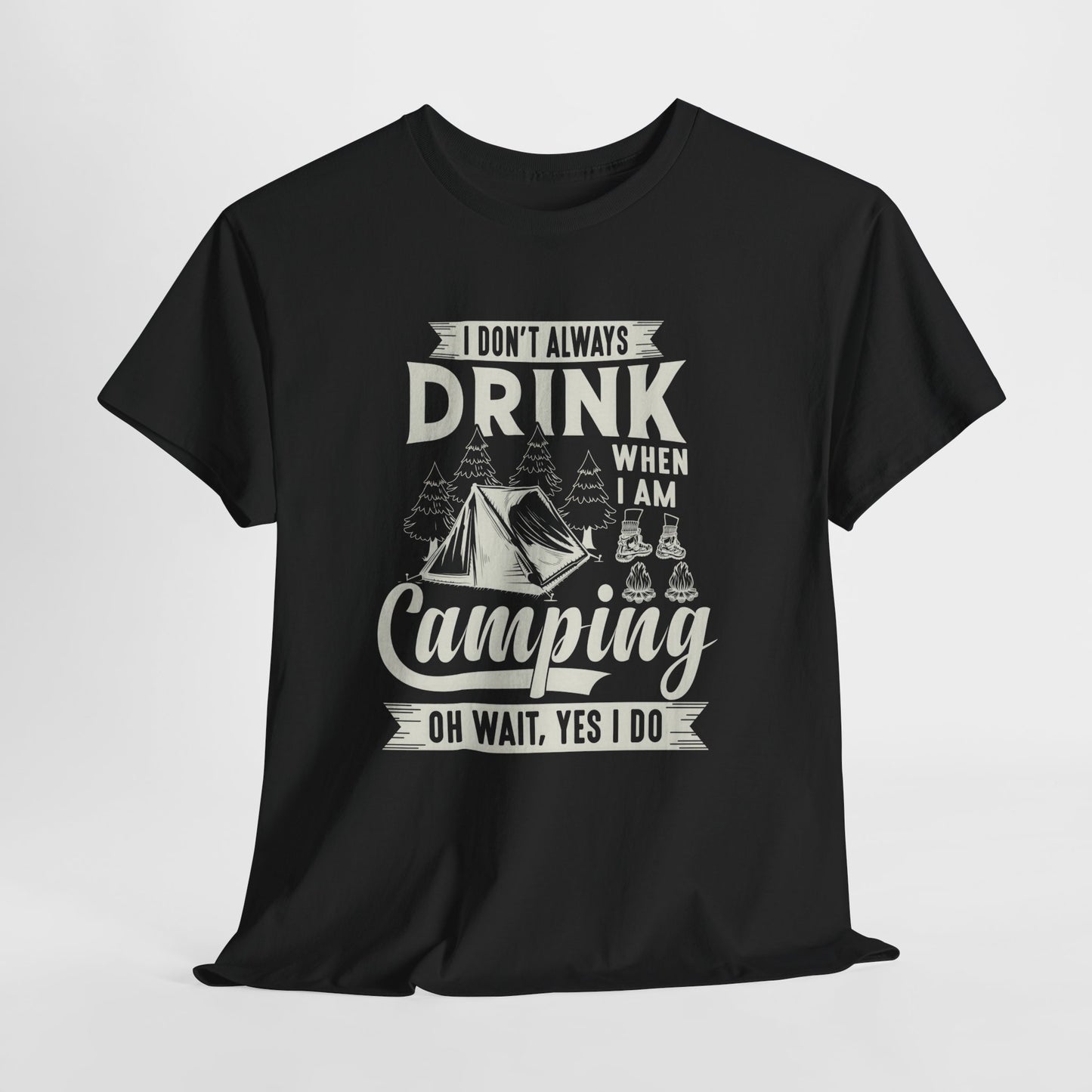 Camping Drinking Unisex Heavy Cotton Tee - Perfect Gift for Outdoor Enthusiasts