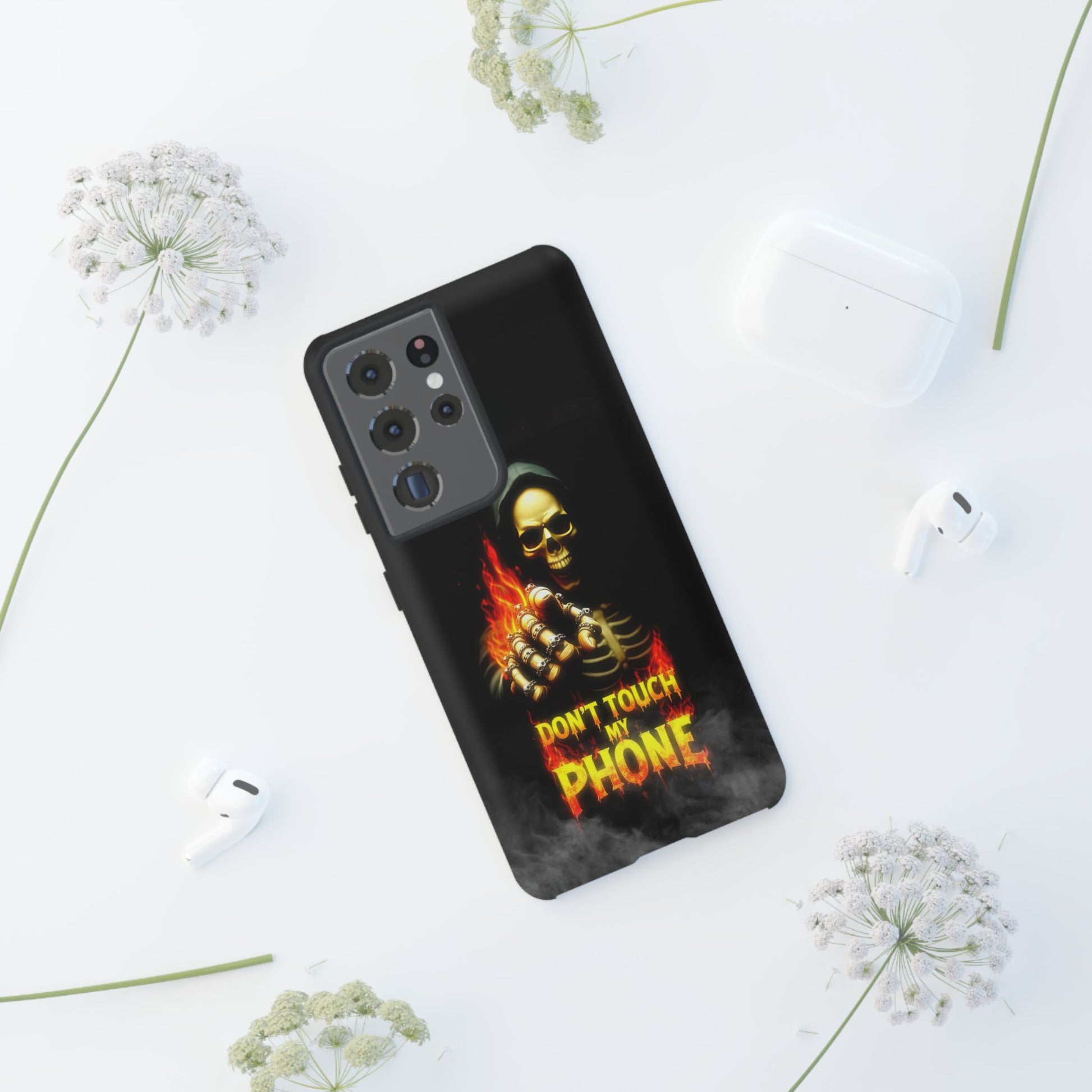Skull Design Samsung Phone Case, Don't Touch My Phone Mobile Cover