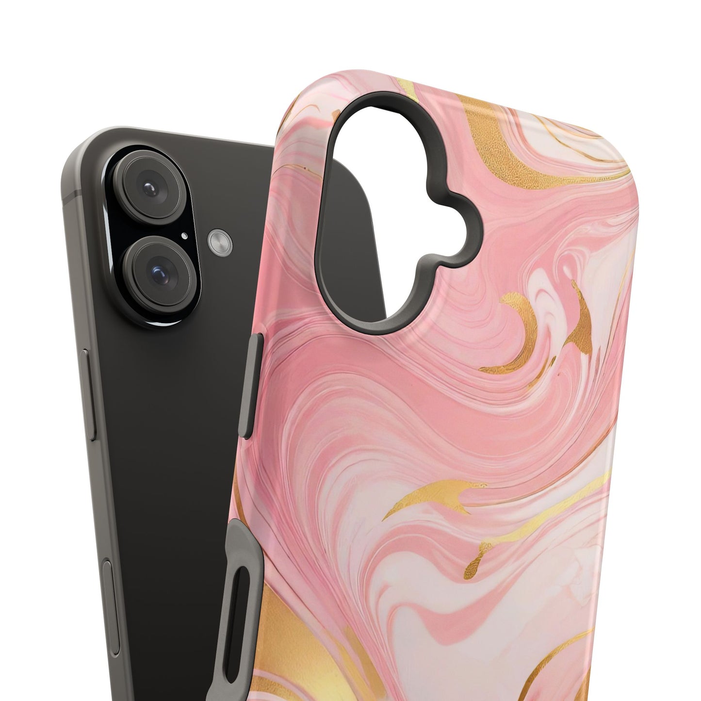 Stylish Magnetic Phone Case, Pink Marble Protective Cover