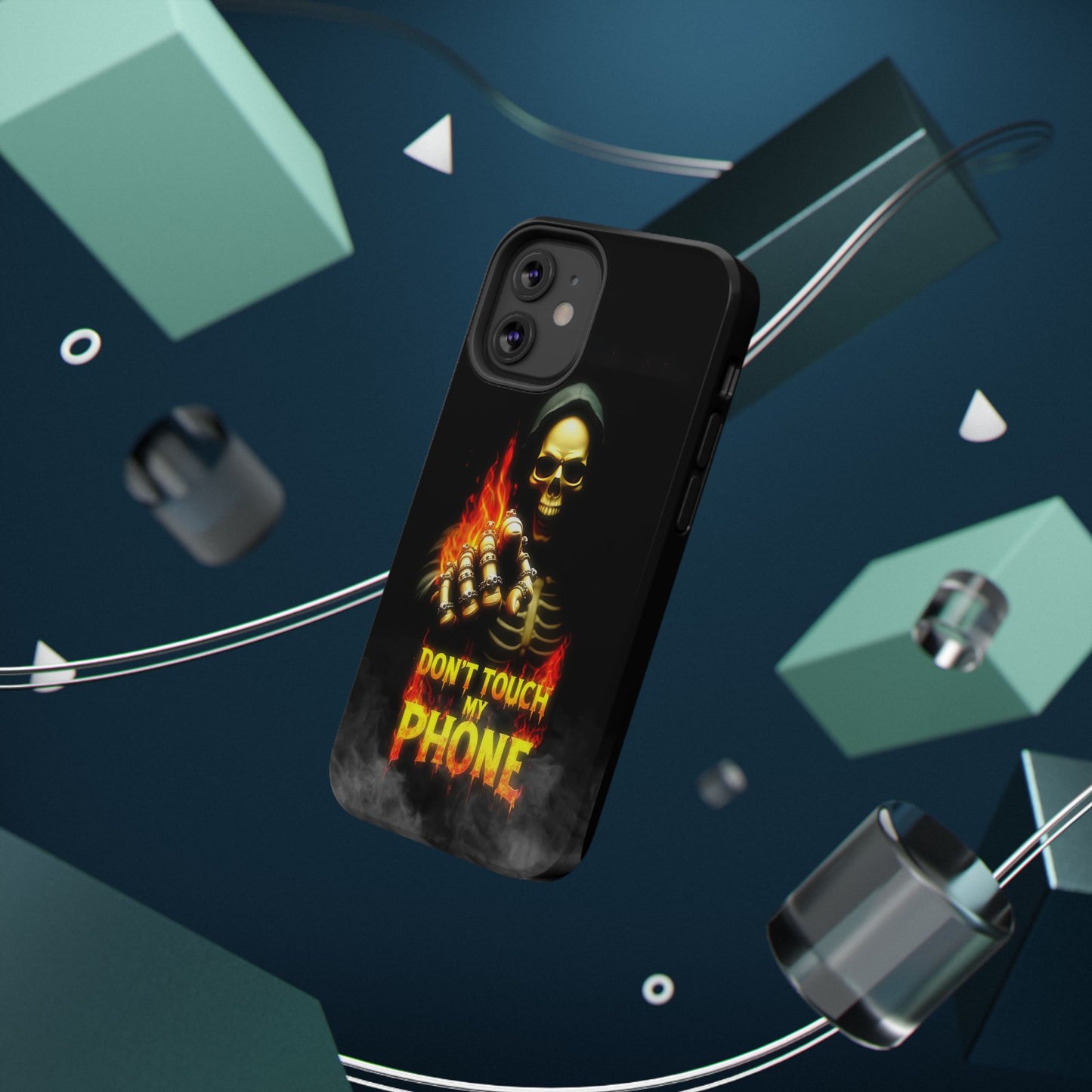 Skull Design Impact-Resistant iPhone Case, Don't Touch My Phone