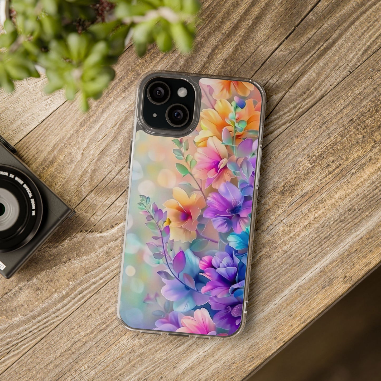 Floral Clear Phone Case -  Colorful Spring Design