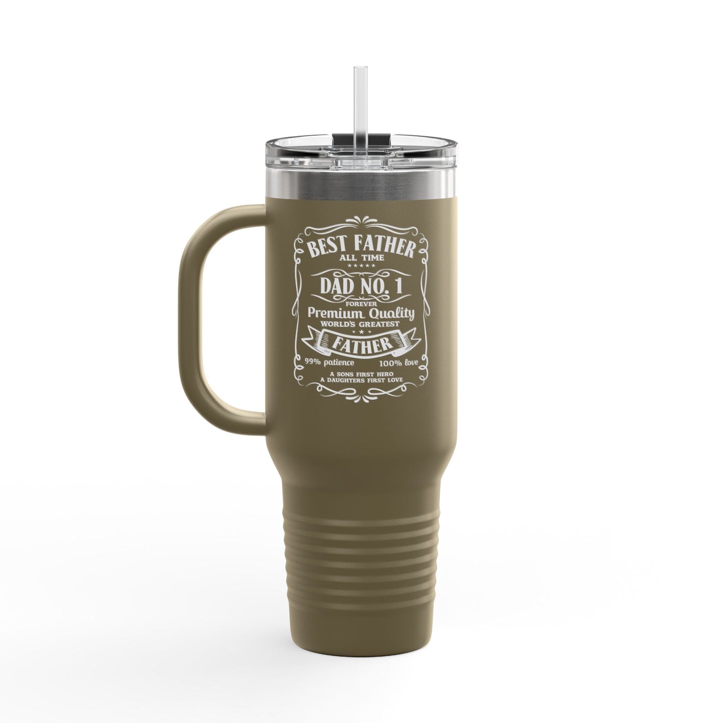Premium Insulated Travel Mug - Best Father - 40oz Coffee Cup for Dad