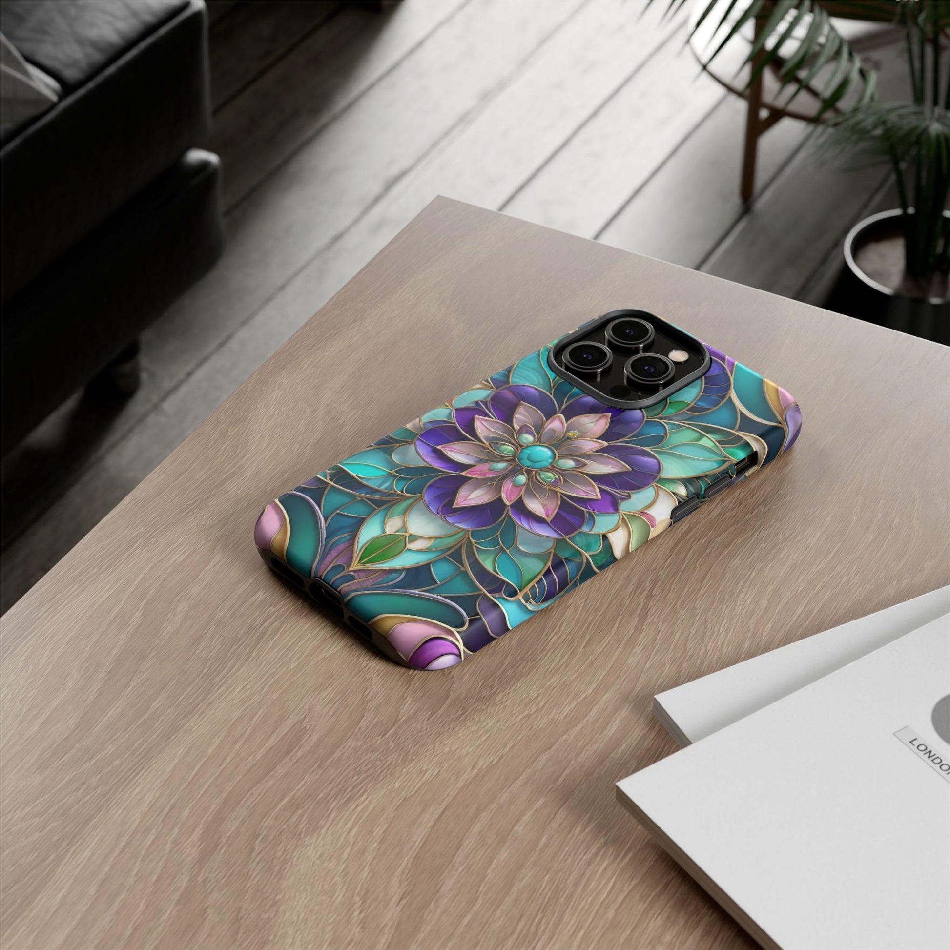 Floral Stained Glass Tough Phone Case -Stylish Protection for Your Device