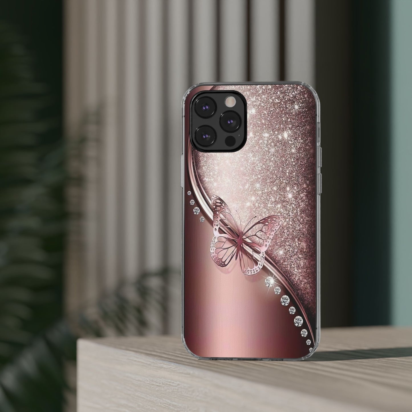 Elegant Butterfly Clear Case, Stylish Transparent Protective Cover for Women