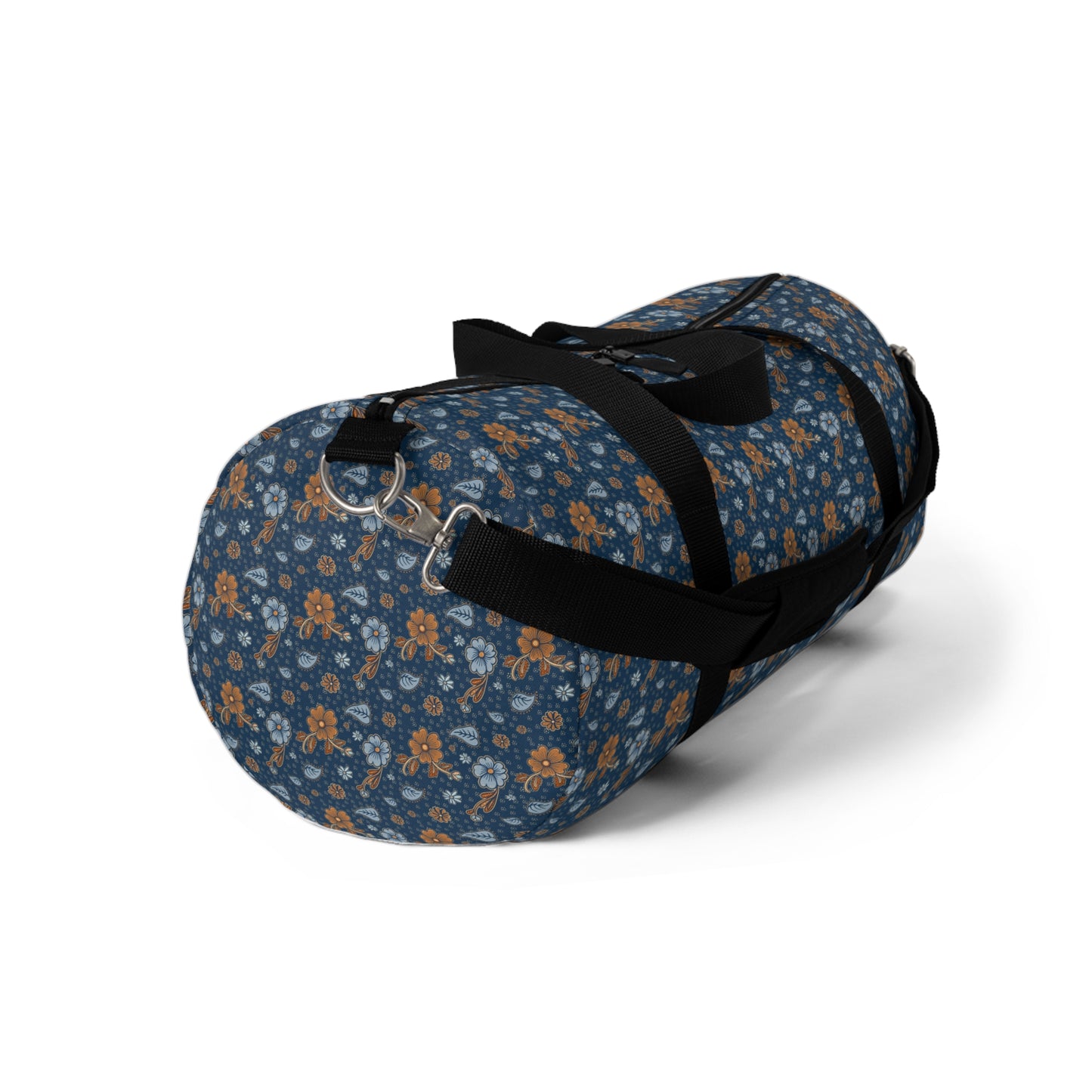 Timeless Elegance: Minimal Floral Duffel Bag / Dark Blue