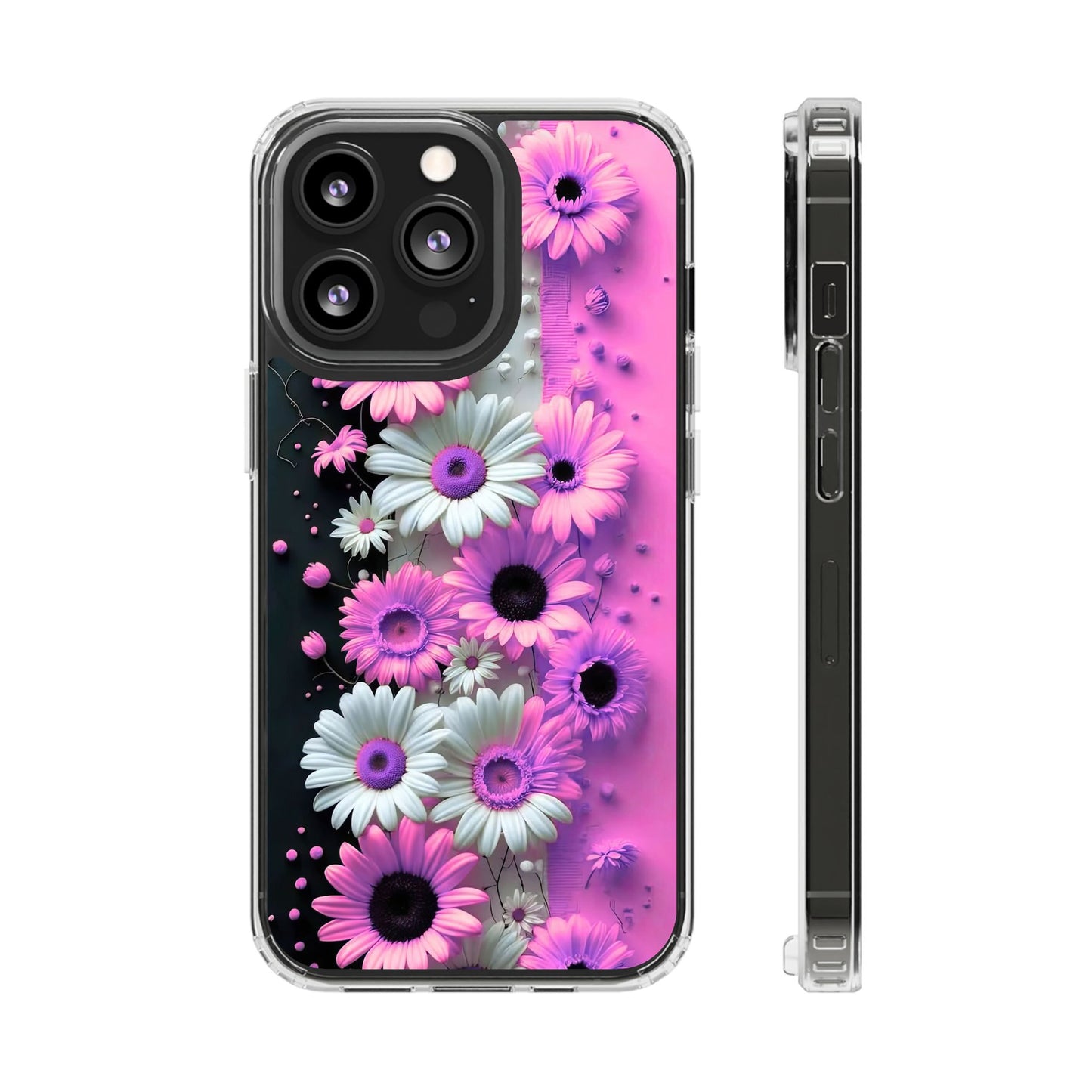 Floral Clear Phone Case – Pink Flower Design