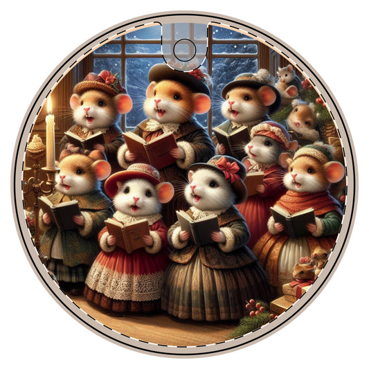 Gingerbread Mouse Carols Ceramic Decoration Ornament, (1pc)  one side print