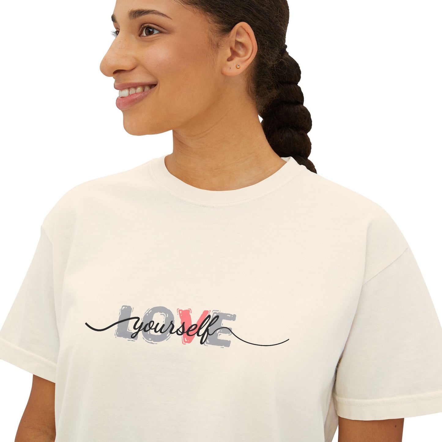 Women’s Boxy Tee - Love Yourself Graphic Shirt