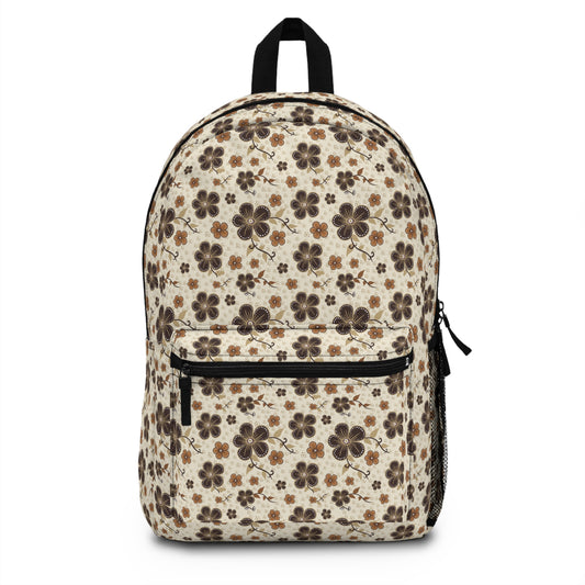 Timeless Elegance: Minimal Floral Backpack / Beige