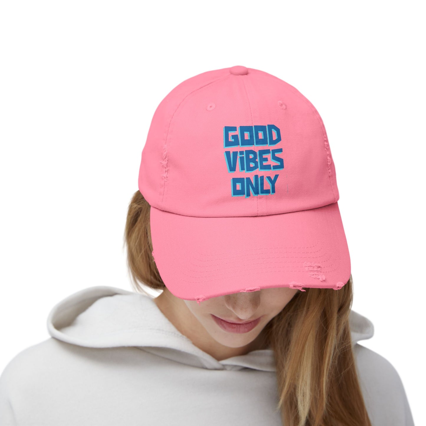 Good Vibes Only Unisex Distressed Cap