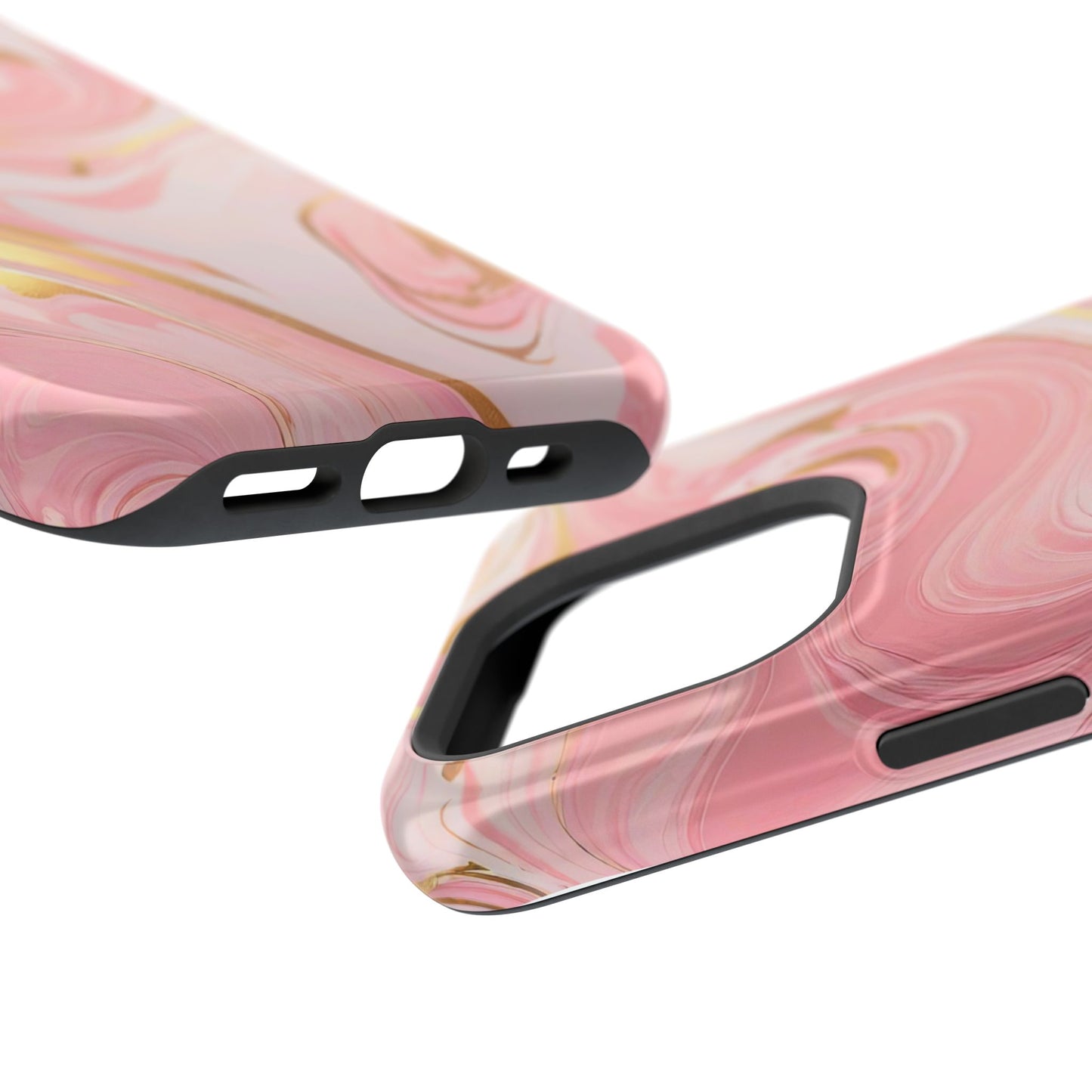 Stylish Magnetic Phone Case, Pink Marble Protective Cover