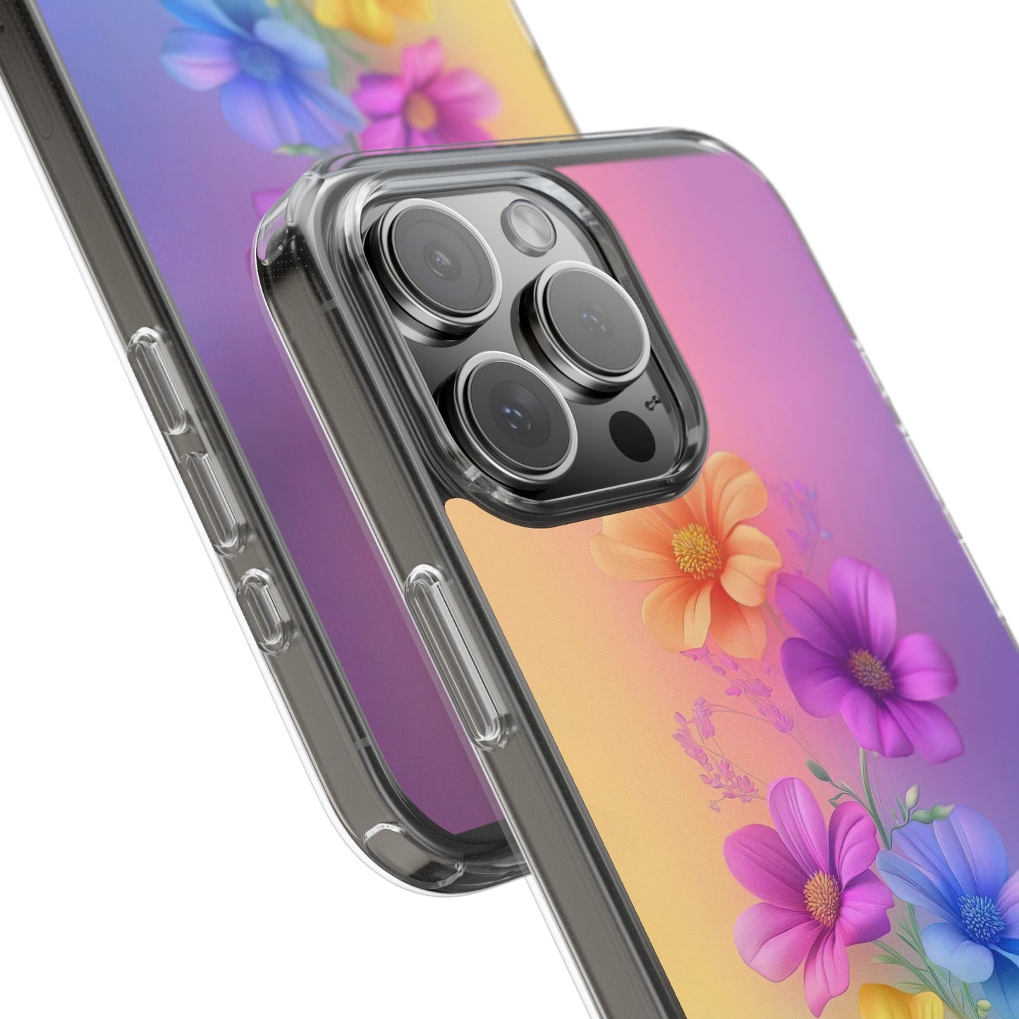 Floral Clear Phone Case – Colorful Flower Design