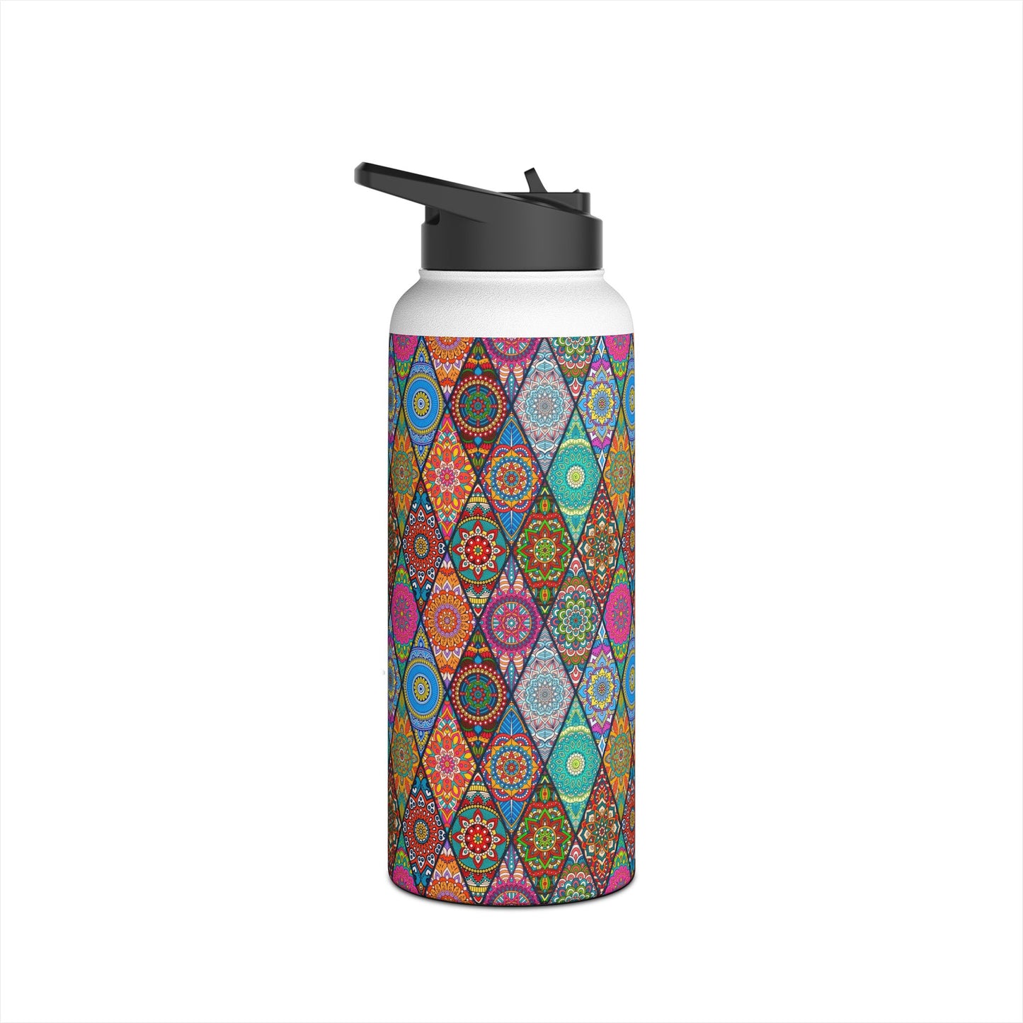 Mandala Argyle Stainless Steel Water Bottle, Standard Lid