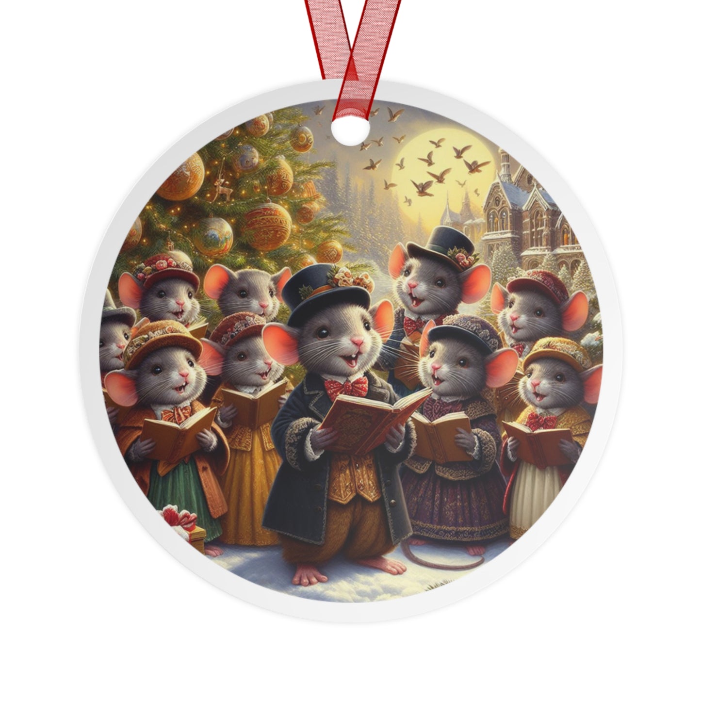 Christmas Mouse Whispers Metal Ornaments, 2-Side Print