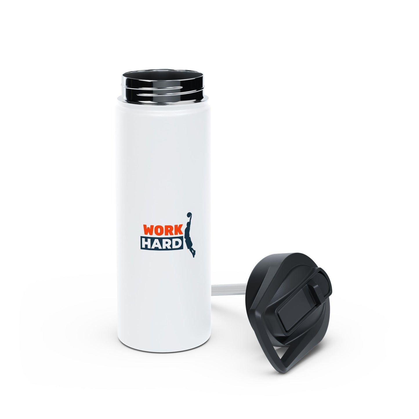 Work Hard Stainless Steel Water Bottle, Standard Lid