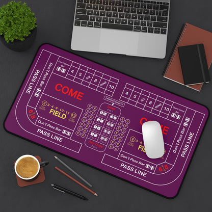 Casino Craps 2 Desk Mat — 2-in-1 Gaming Surface / Purple