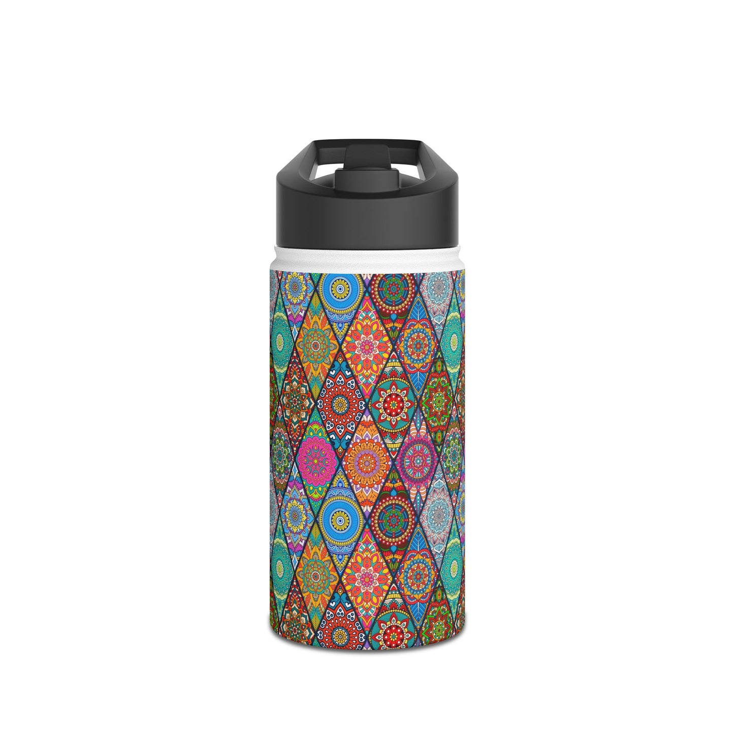 Mandala Argyle Stainless Steel Water Bottle, Standard Lid