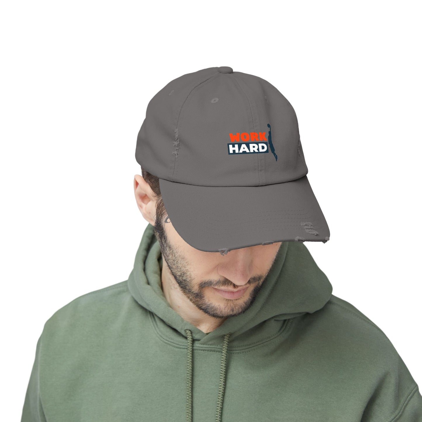 Work Hard Unisex Distressed Cap