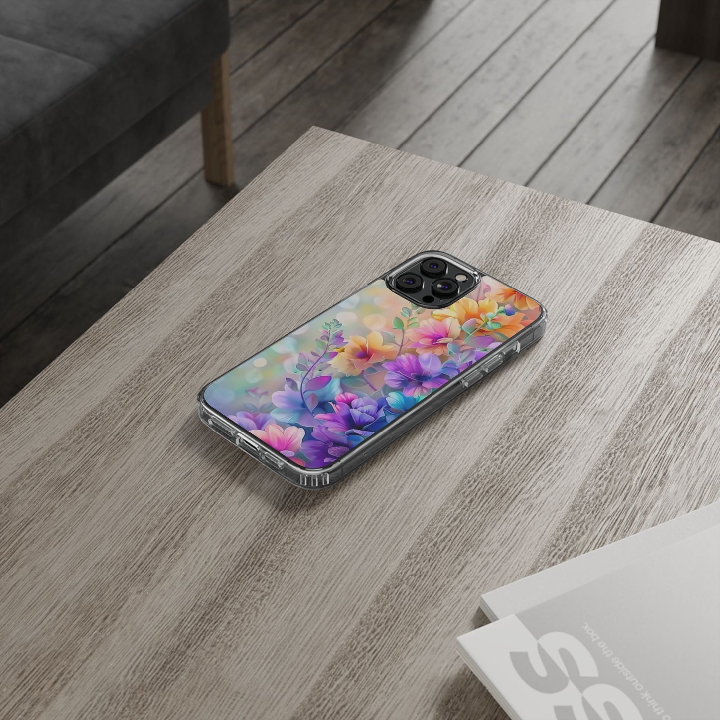 Floral Clear Phone Case -  Colorful Spring Design