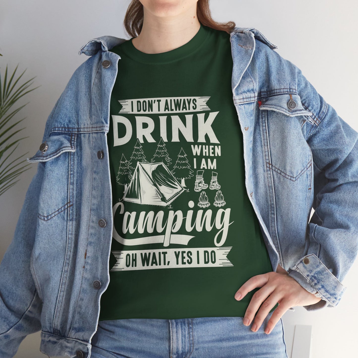 Camping Drinking Unisex Heavy Cotton Tee - Perfect Gift for Outdoor Enthusiasts