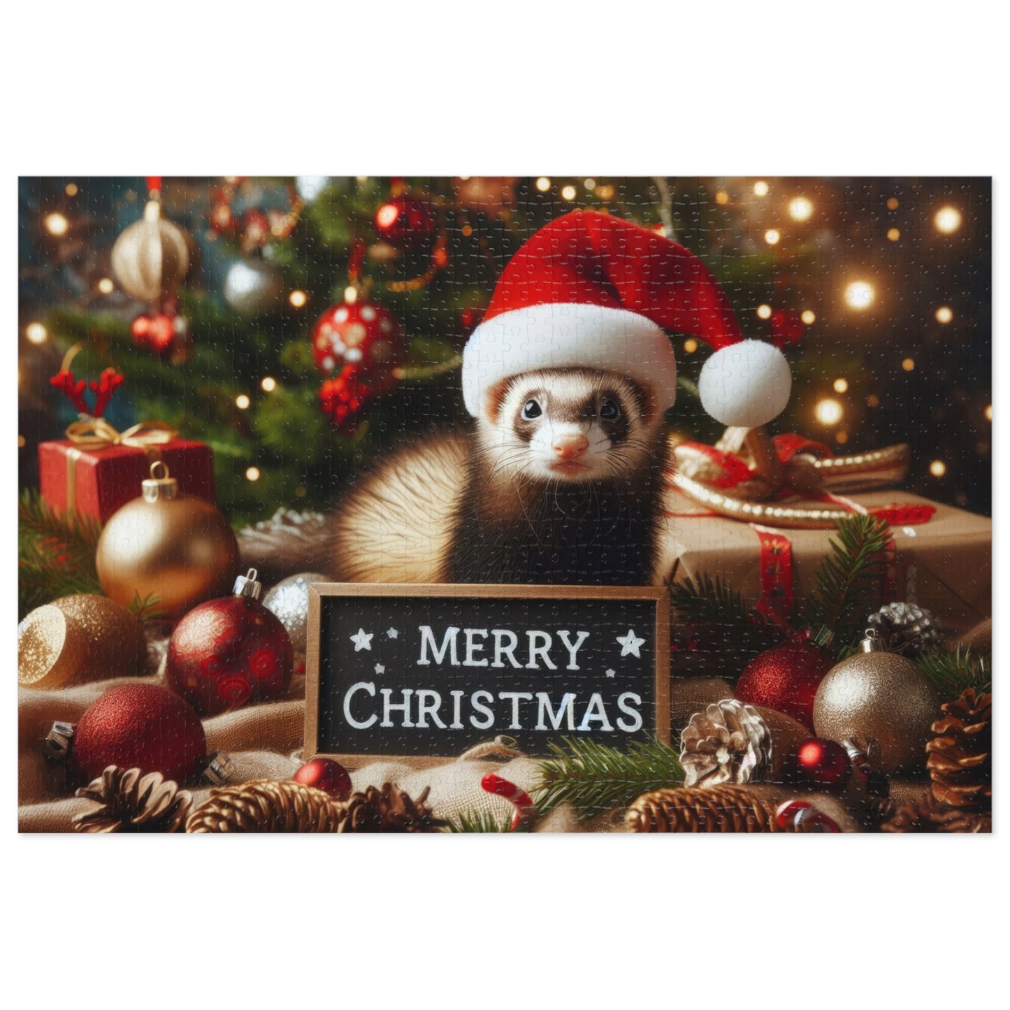 Merry Christmas Ferret Jigsaw Puzzle 1000 pcs