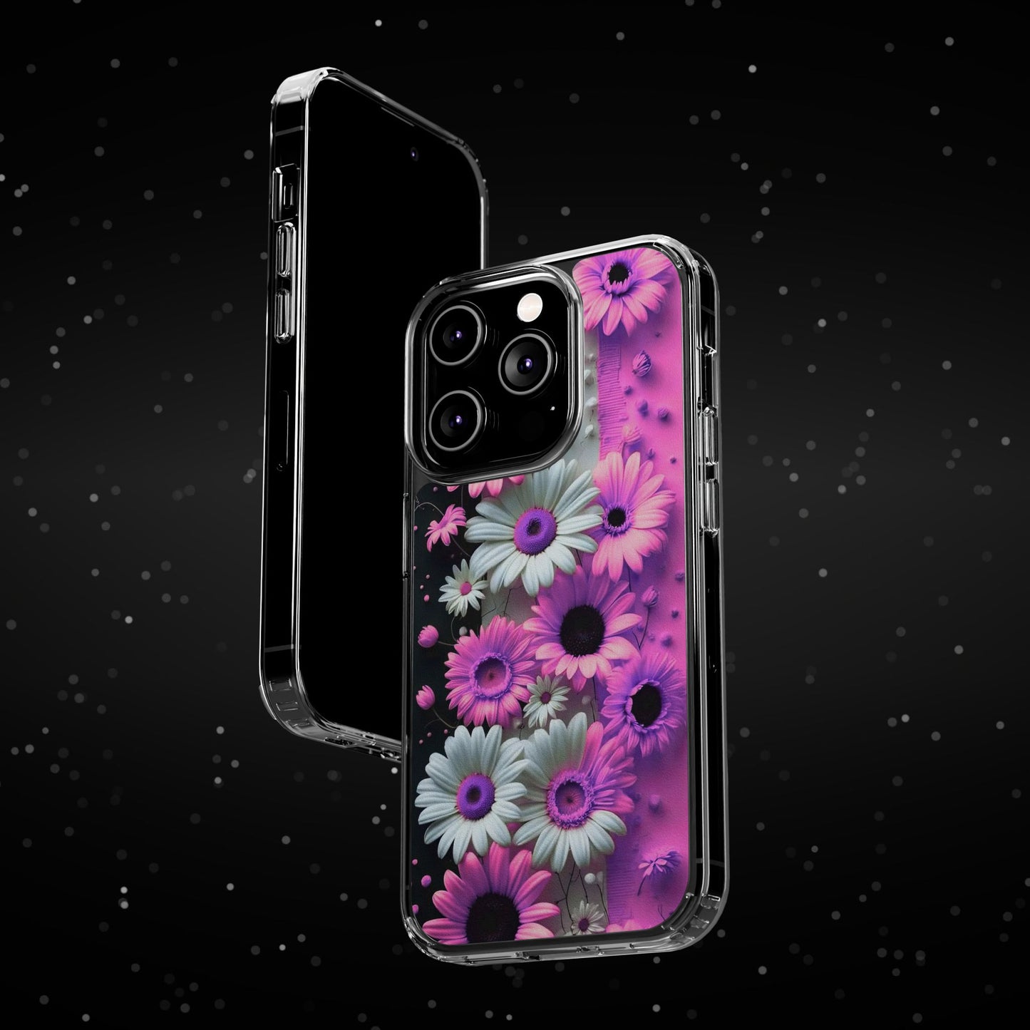 Floral Clear Phone Case – Pink Flower Design