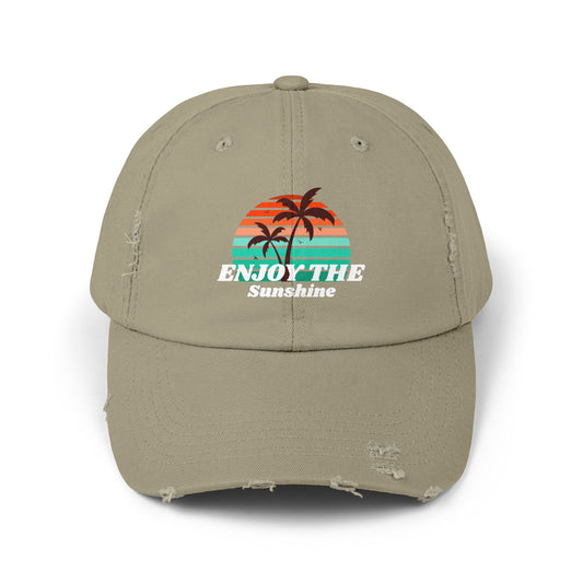 Enjoy The Sunshine Unisex Distressed Cap