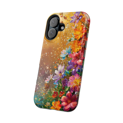 Vibrant Floral Magnetic Phone Case, Artistic Phone Cover