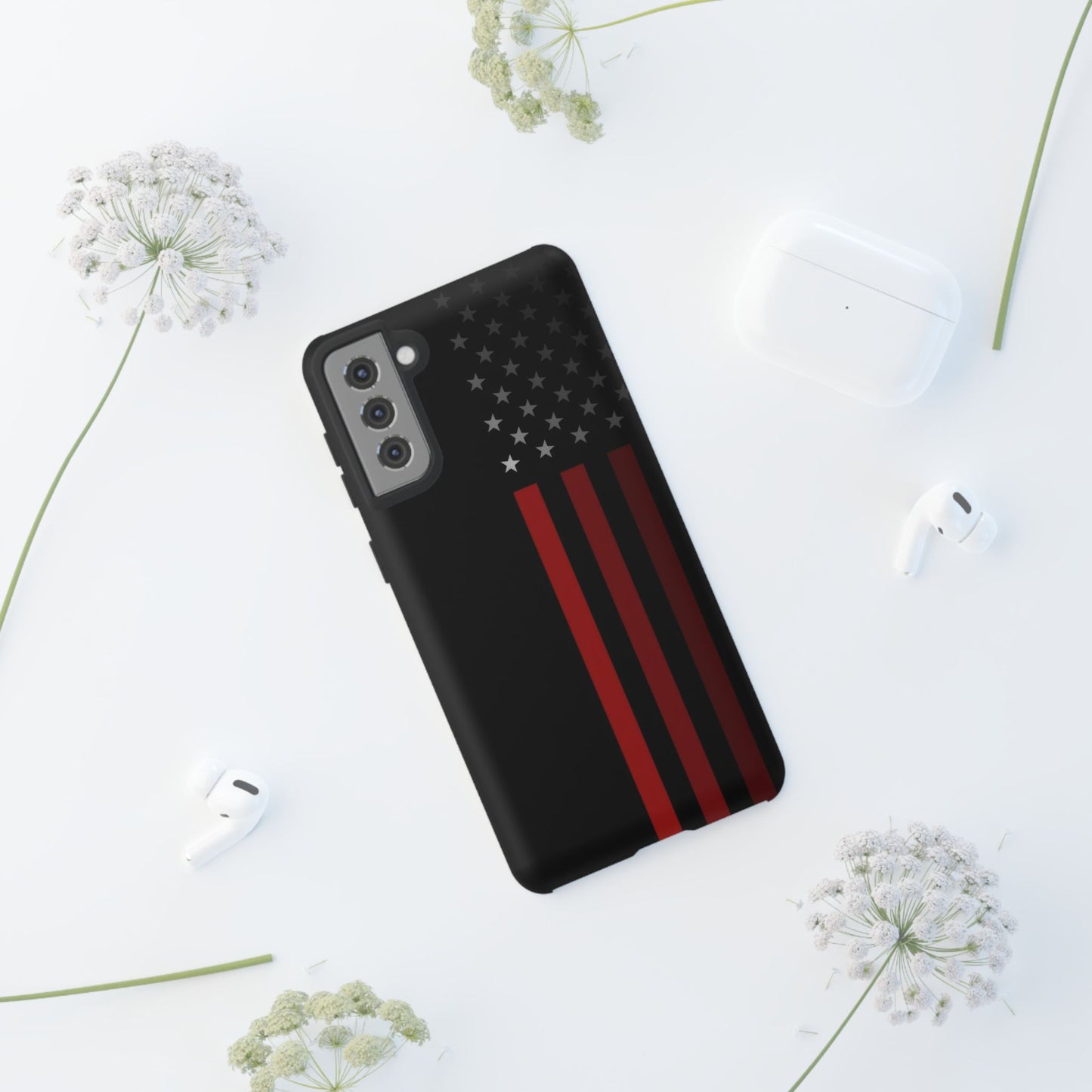 Patriotic Samsung Tough Cases, Red Line American Flag Phone Cover