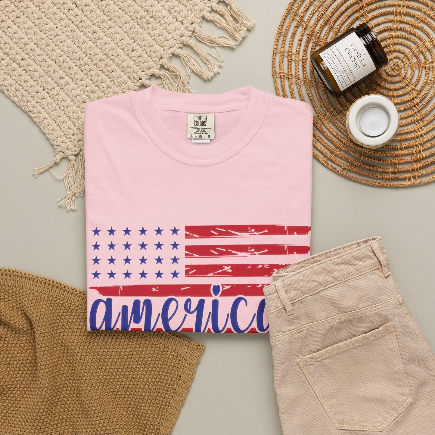 American Mom Garment-Dyed T-Shirt - Patriotic Tee for Moms