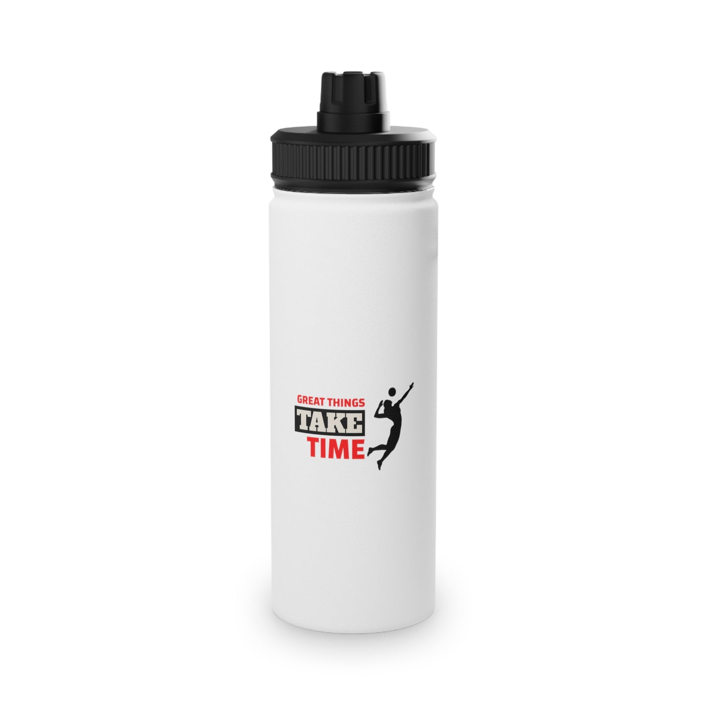 Great Things Take Time Stainless Steel Water Bottle, Sports Lid