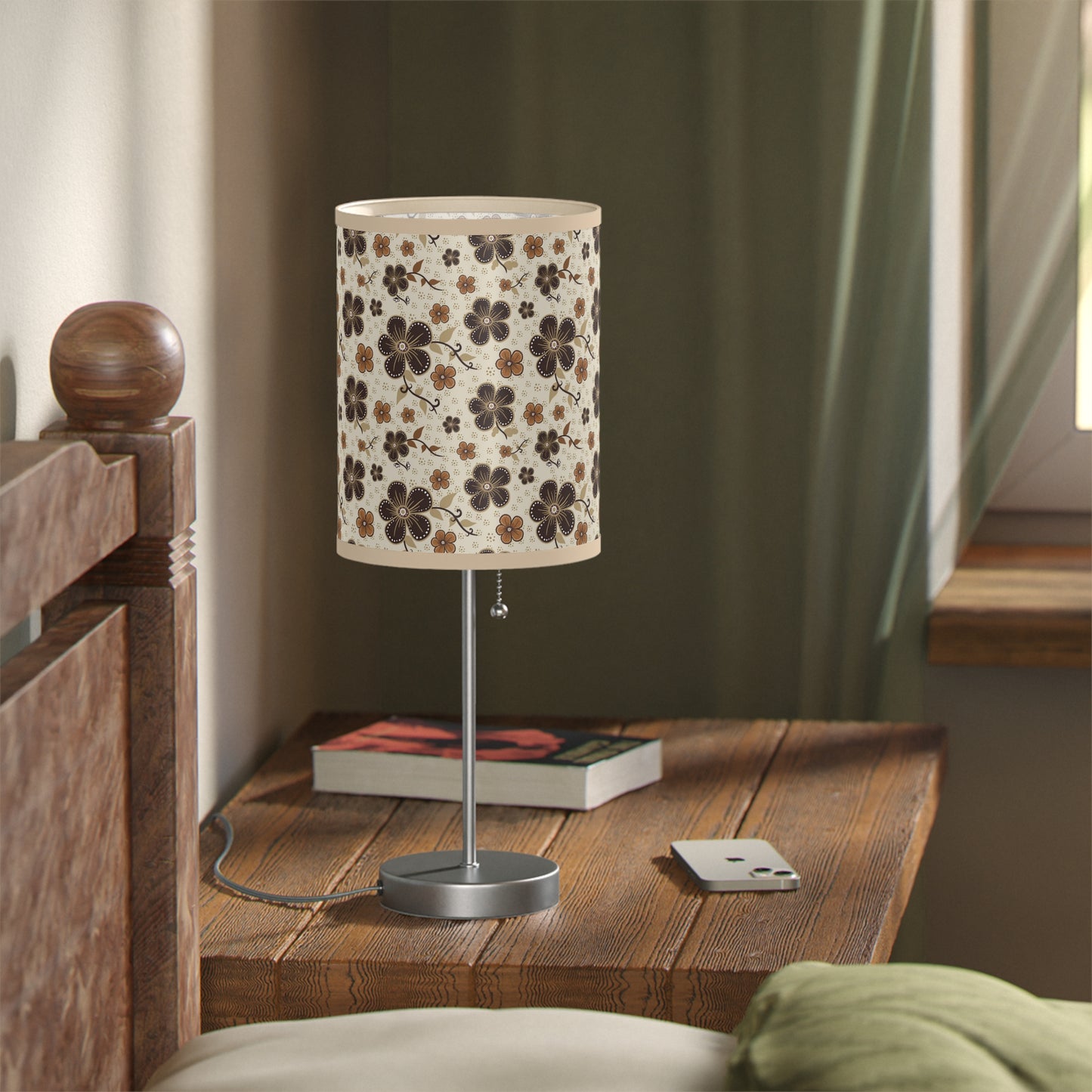 Timeless Elegance: Minimal Floral  Lamp on a Stand, US|CA plug / White