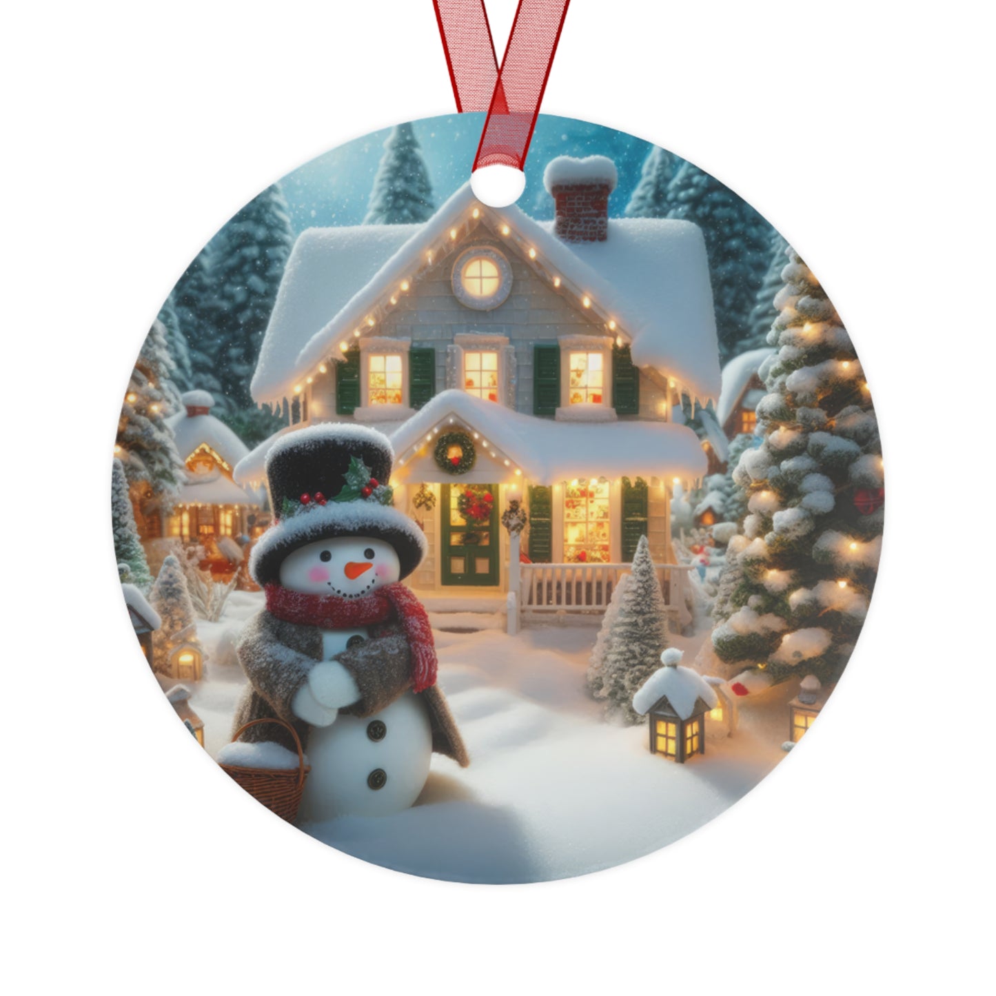 Snowman’s Holiday Warmth Metal Ornaments, 2-Side Print