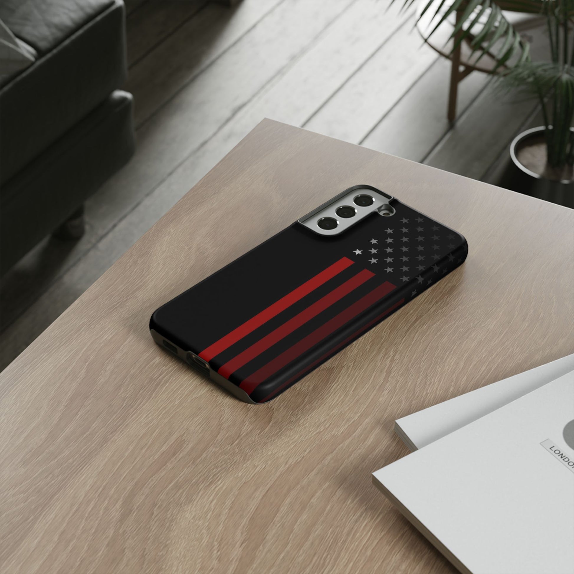 Patriotic Samsung Tough Cases, Red Line American Flag Phone Cover