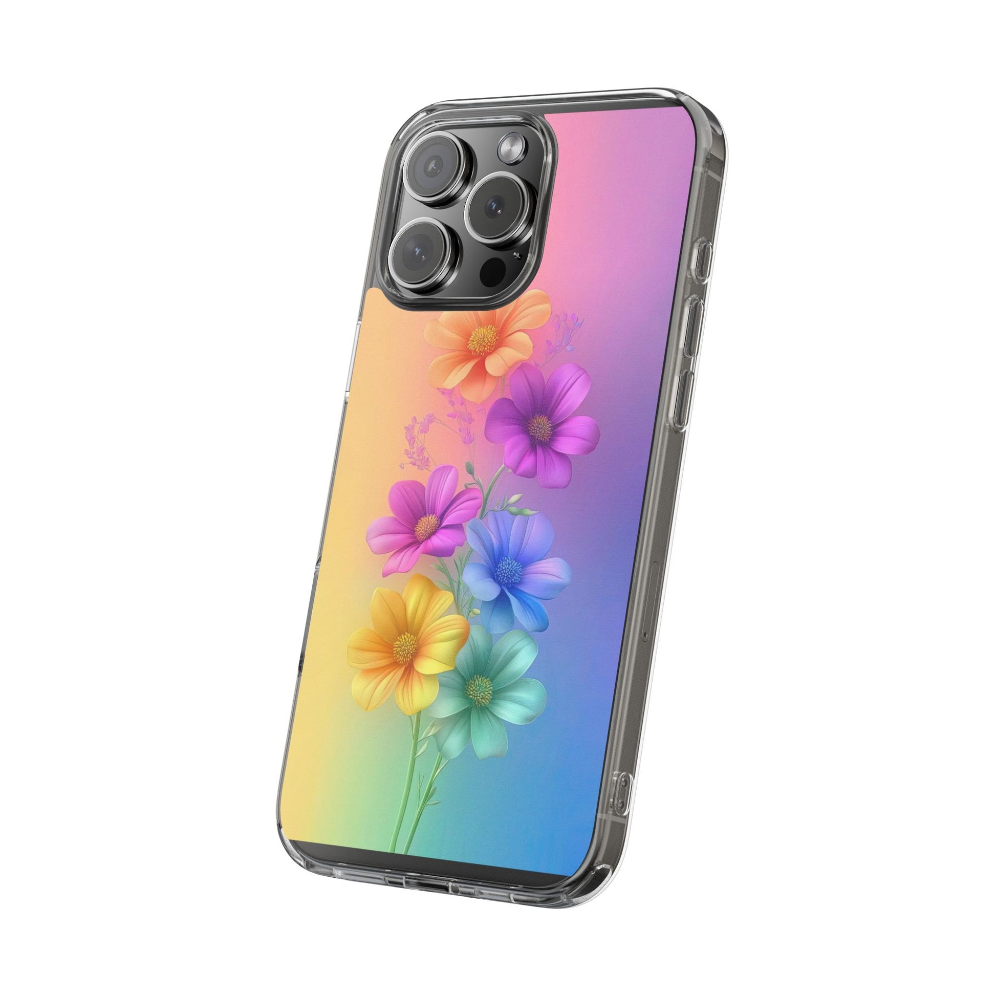 Floral Clear Phone Case – Colorful Flower Design