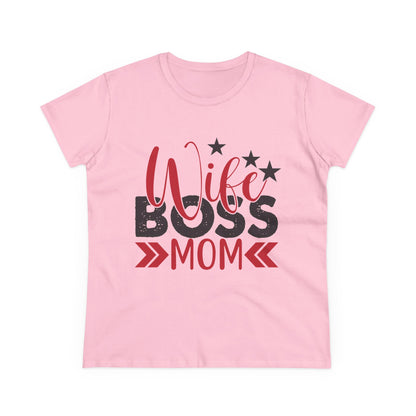 Wife Boss Mom Tee - Midweight Cotton Shirt for Empowered Women