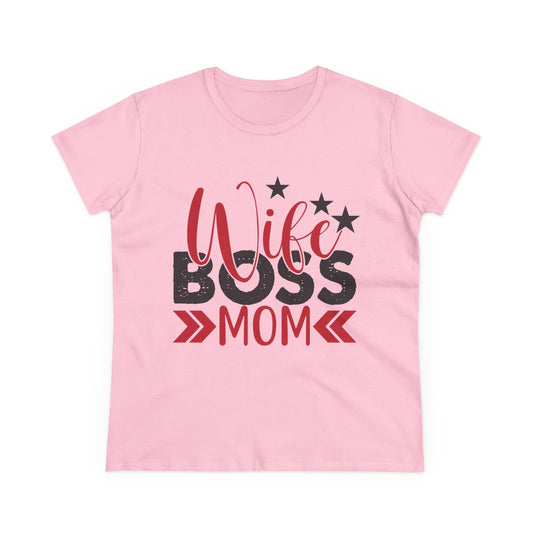 Wife Boss Mom Tee - Midweight Cotton Shirt for Empowered Women