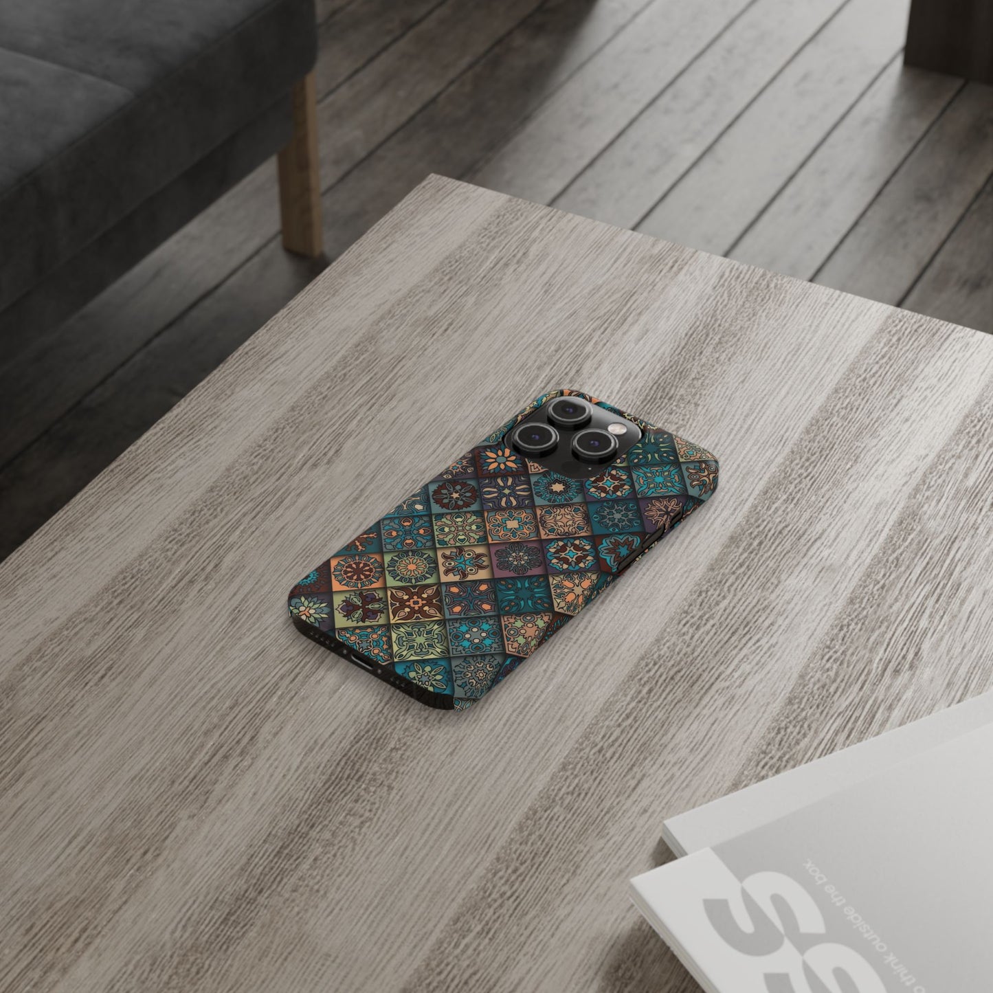 Aztec Geometric Slim Cases, Boho Blue
