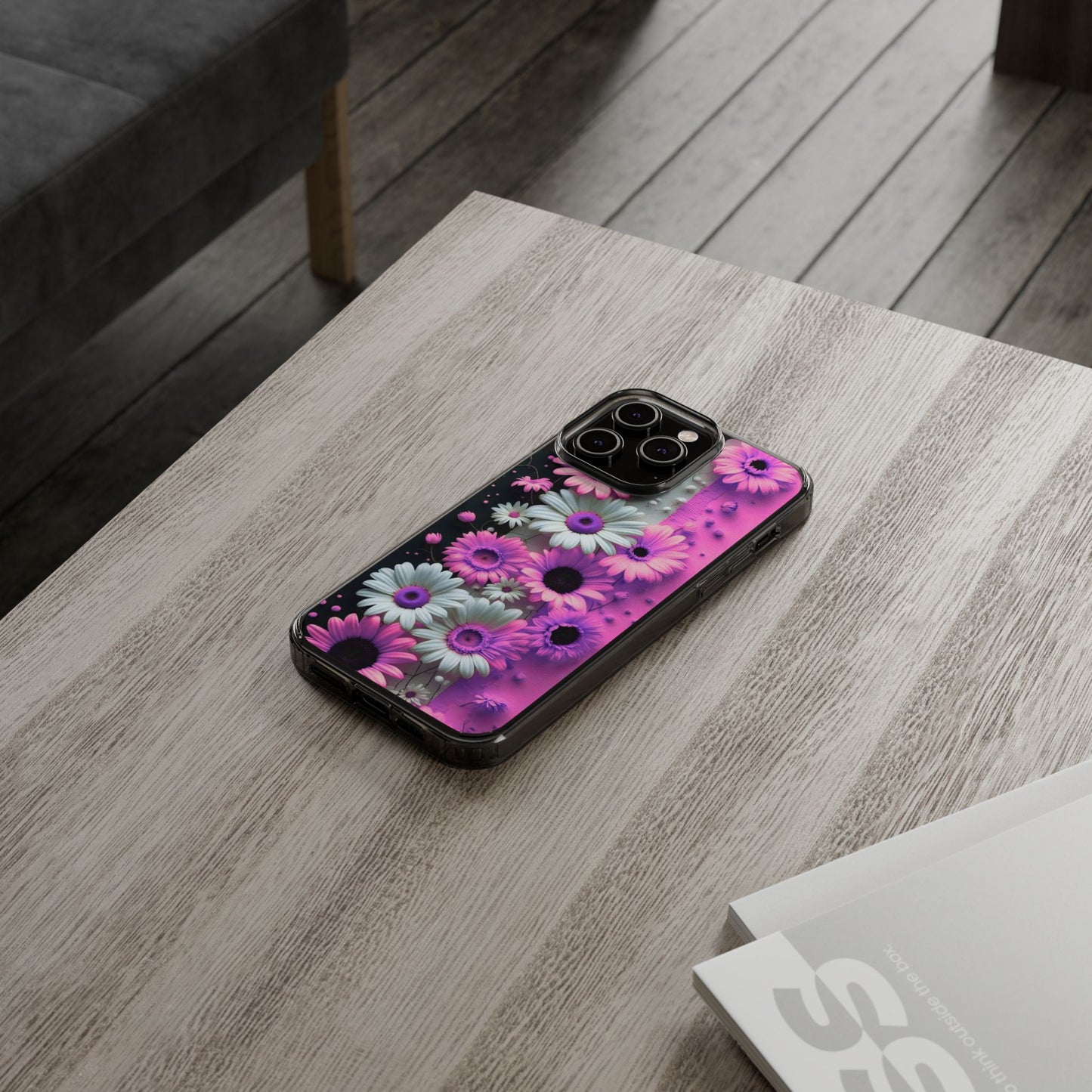 Floral Clear Phone Case – Pink Flower Design