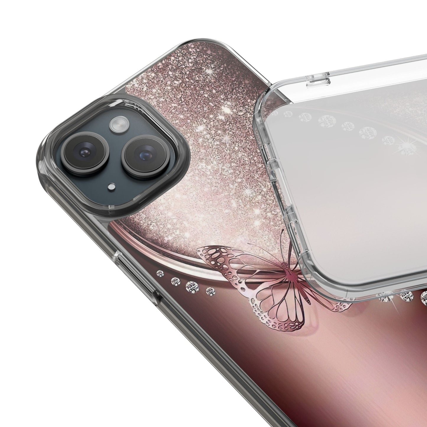 Elegant Butterfly Clear Case, Stylish Transparent Protective Cover for Women