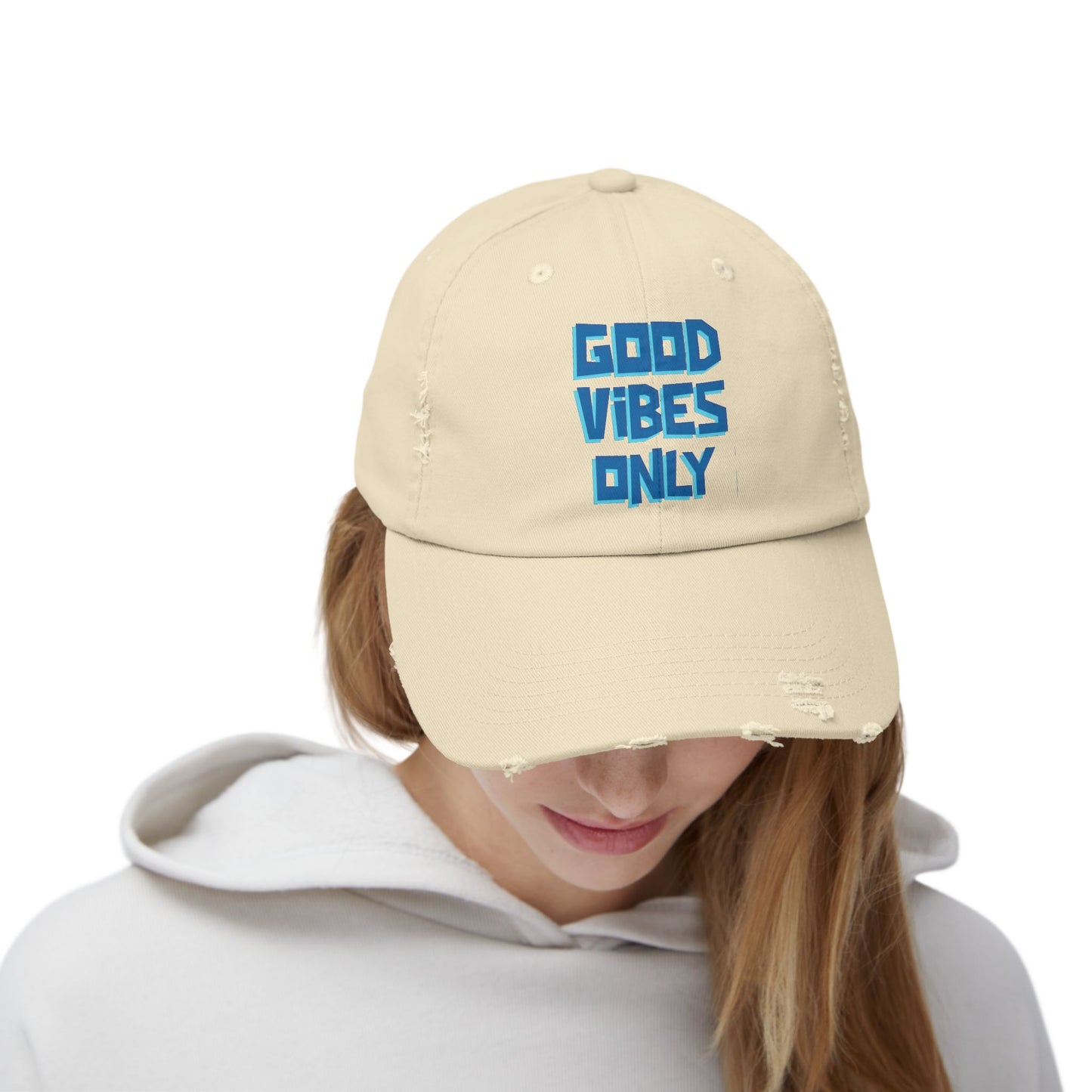 Good Vibes Only Unisex Distressed Cap