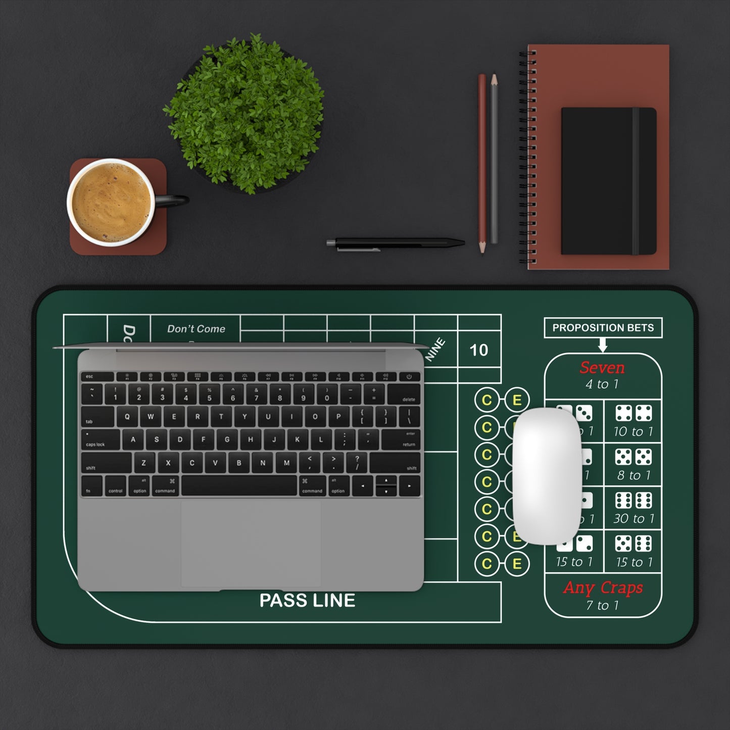 Casino Craps Desk Mat — 2-in-1 Gaming Surface / Green