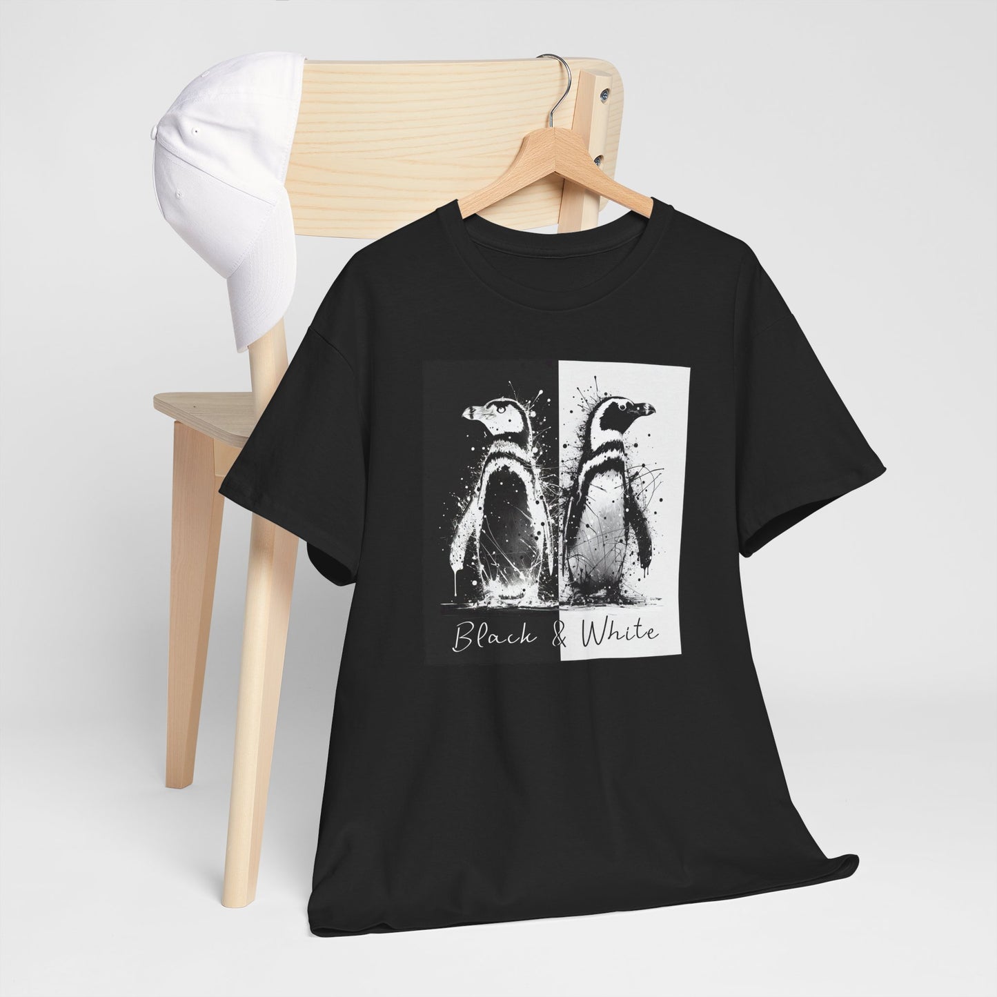 Black & White Penguins Unisex Heavy Cotton Tee